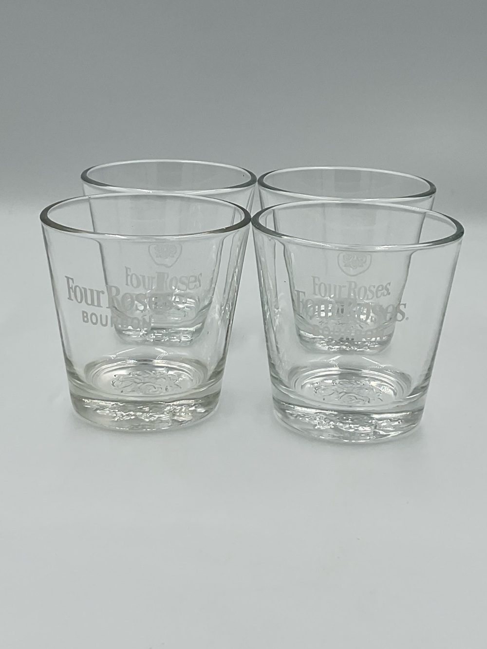Four Roses Bourbon “Deep Rose” Relief Rock Glasses - Set of 4